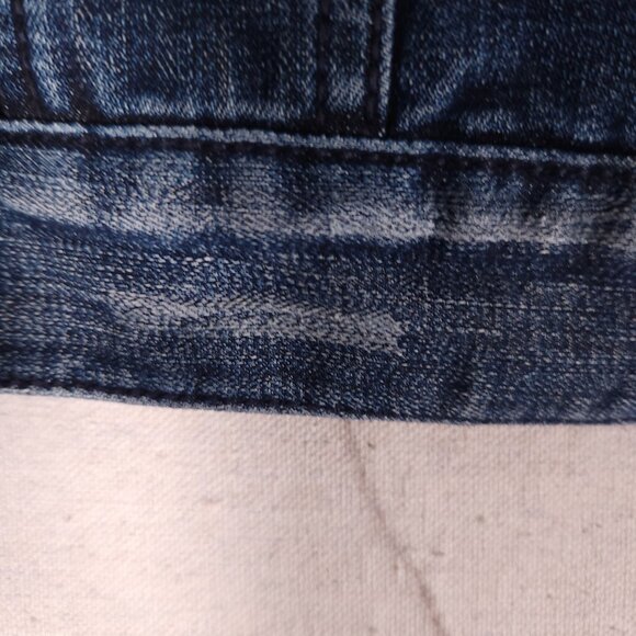 People’s Liberation Blue Denim Jacket Womens XL Cropped Streetwear Boho Casual - Picture 9 of 16